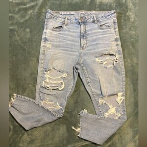 American Eagle Outfitters Distressed Light Blue Women's Jeggings